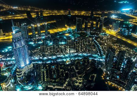 Address Hotel At Night In The Downtown Dubai Area Overlooks The Famous Dancing Fountains