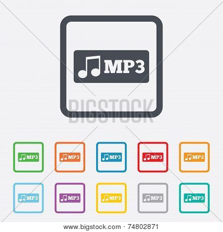 Mp3 music format sign icon. Musical symbol.