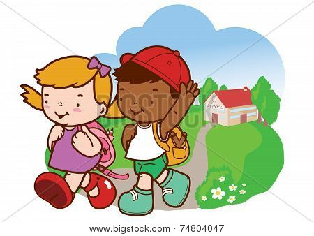 Girl and boy students