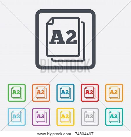 Paper size A2 standard icon. Document symbol.