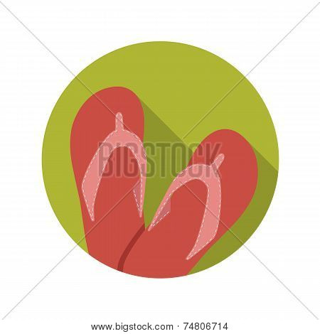 Flat Design Concept Flip Flop Vector Illustration With Long Shad
