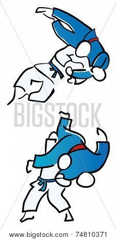 Judo fighters in action