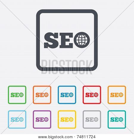 SEO sign icon. Search Engine Optimization symbol.