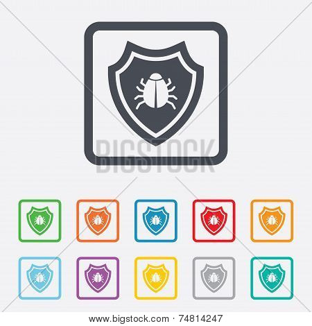 Shield sign icon. Virus protection symbol.
