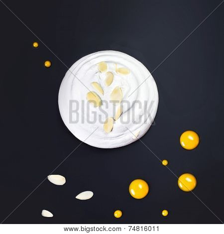 Fruit Dessert, studio shot. Biscuit mango dessert