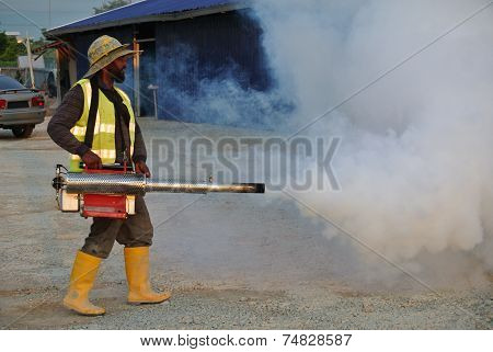 Mosquito fogging at construction site