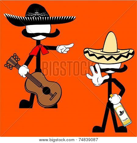 mexican mariachi pictogram cartoon