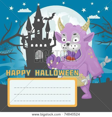 Halloween monster candy card