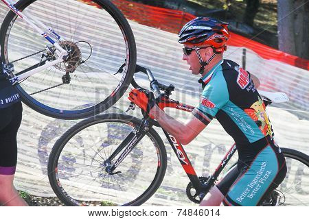Cyclist Competes In Cyclocross Race