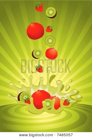 Fruta saborosa no iogurte