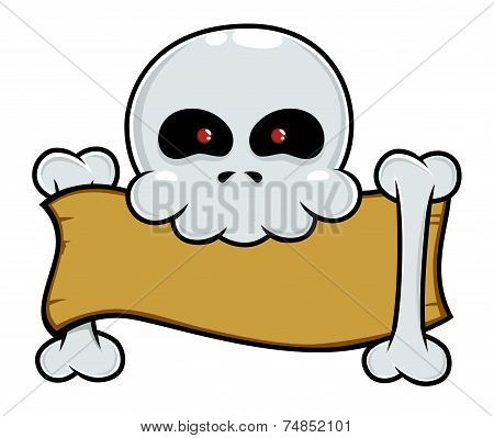 Skull Holding Blank Signboard