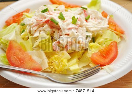 Fresh Appetizing Salad With Imitation Crab Meat