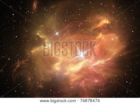 Supernova Explosion With Nebula In The Background