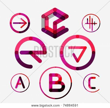 Logo set thin line clean style - business icons, branding emblems