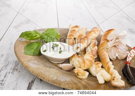 Pizza Breadsticks With Ingredients.
