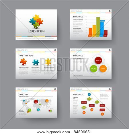 Vector Template for presentation slides with graphs and charts
