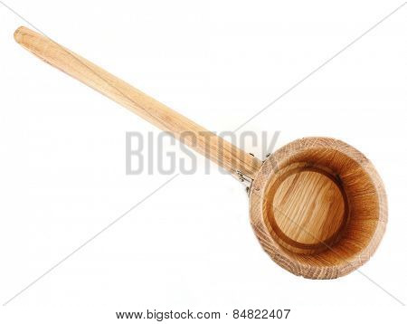 Oaken spoon for sauna, isolated on white