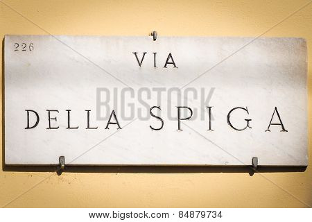 Via della Spiga ensign in Milan