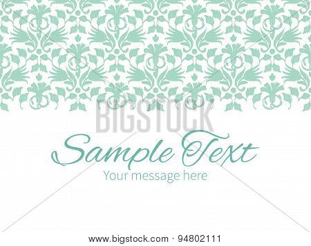 Vector abstract green ikat horizontal border greeting card invitation template