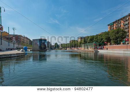 MILAN ITALY - JUNE 26 2015: The Darsena (a fleet of Milan) after restructuring at Expo 2015