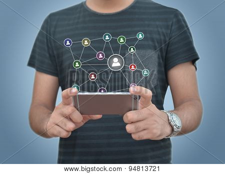 Young Guy using iphone