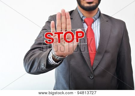 Stop sign on hand