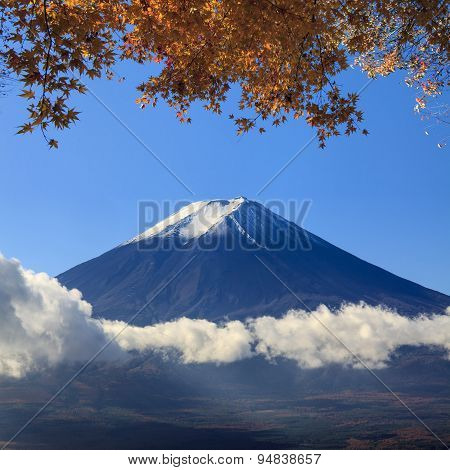 Image Of Sacred Mountain Of Fuji In The Background At Japan