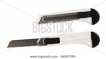 Segmented blade utility knife isolated