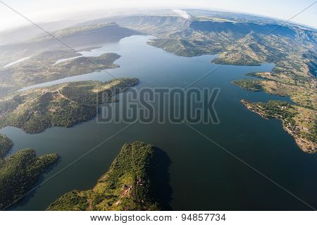 Aerial Flying Dam Landscape
