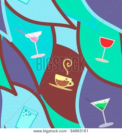 Vector Seamless Pattern With Cocktails