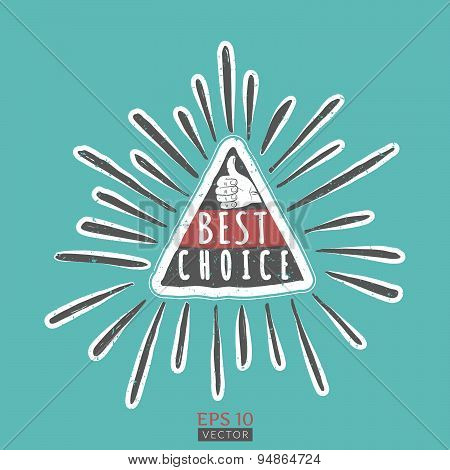 Best Choice Retro Emblem With Hand In Vector