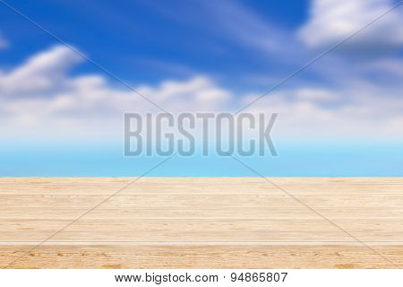 Beauty Seascape Under Blue Clouds Sky.