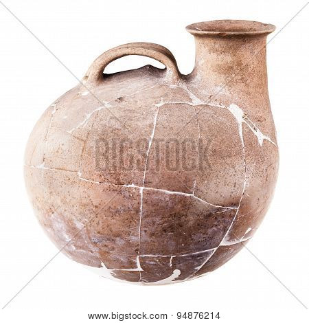 Ancient Daunian Askos Over White
