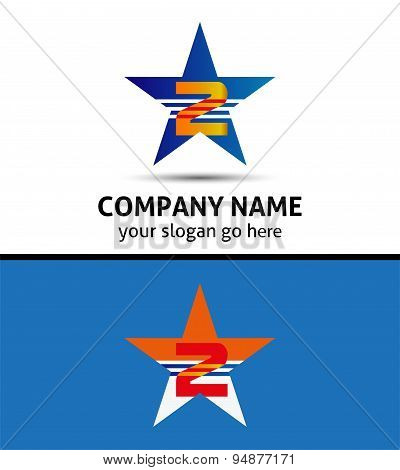 Abstract Number 2 logo Symbol with star icon
