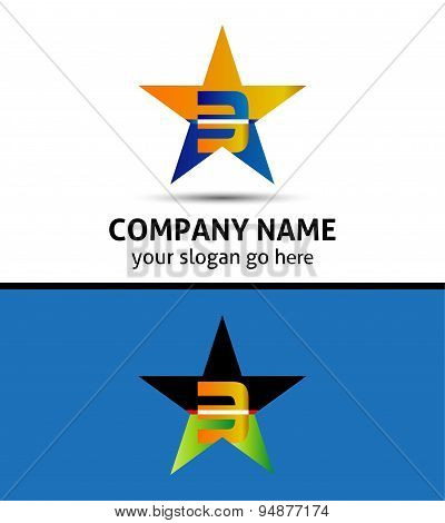Abstract Number 3 logo Symbol with star icon