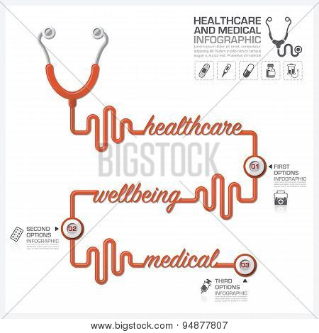 Healthcare And Medical Infographic With Stethoscope Timeline Diagram