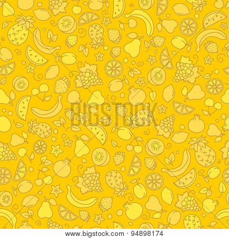 Yellow background with fruits