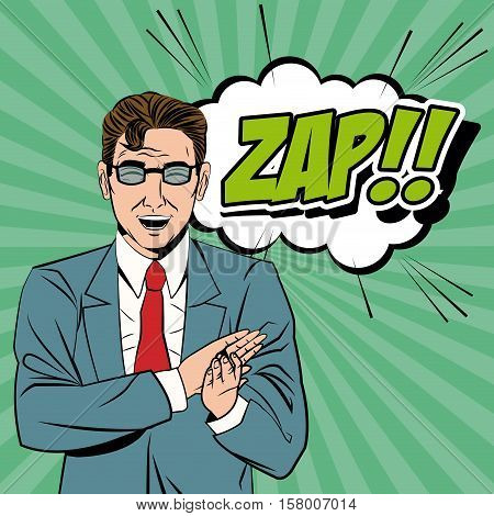 Man cartoon with bubble icon. Pop art style comic retro and expression theme. Vector illustration
