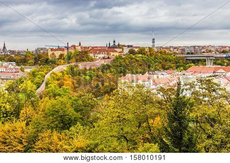 Prague Centre With Zizkov Tower - View From Vysehrad Prague Czech Republic Europe