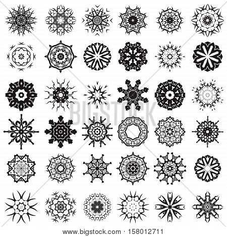 Set of Different Tribal Rosettes Tattoo Design Isolated on White Background. Polynesian Design
