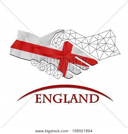 Handshake logo made from the flag of England.