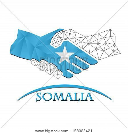 Handshake logo made from the flag of Somalia.