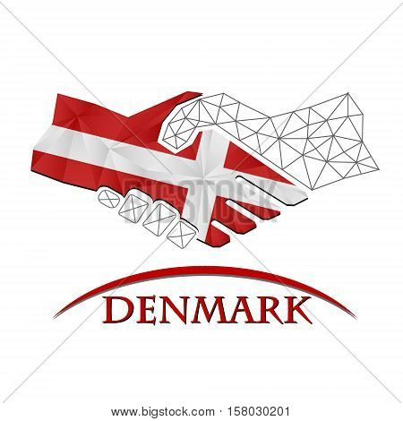 Handshake logo made from the flag of Denmark.