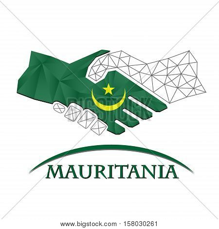 Handshake logo made from the flag of Mauritania.
