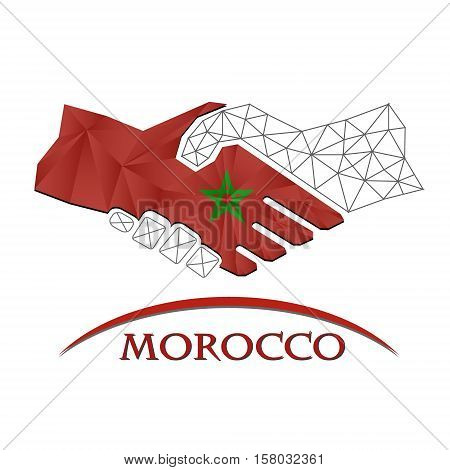 Handshake logo made from the flag of Morocco.