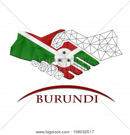 Handshake logo made from the flag of burundi.