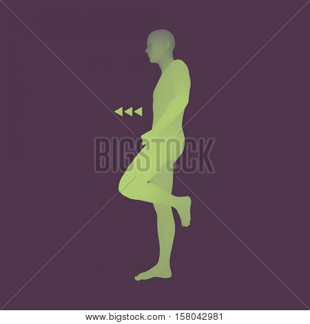 Standing Man. 3D Human Body Model. Design Element. Man Stands on his Feet. Vector Illustration.
