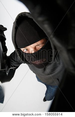Robber spying with master key