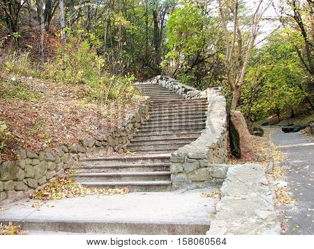 Steps. Steps in the park Pine Forest. It is located on the outskirts of the city. The park has a lot of statues, artificial lakes, beautiful landscapes. This park is visited by so many people. This love to come just to relax mothers with children, loving 