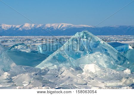 Winter. Extremal cracks on Ice of Lake Baikal.